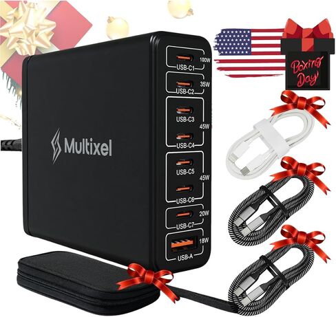 شاحن USB C بقوة 240 وات، محطة شحن USB C بـ 8 منافذ لسطح المكتب، شاحن كمبيوتر محمول USB C بقدرة 100 وات متوافق مع MacBook Pro/Air، iPads، Samsung Galaxy Note، iPhone 14/13/12 Mini/Pro/Pro Max in Kuwait