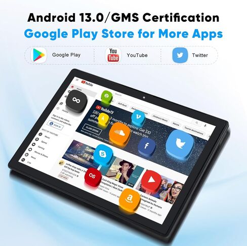 YosaToo Tablet 10 بوصة Android Tablet، Android 11 Tablet مع حافظة متضمنة، 3GB RAM 64GB ROM 512GB توسيع، جهاز لوحي WiFi 10 بوصة IPS HD شاشة تعمل باللمس كاميرا مزدوجة عمر بطارية طويل in Kuwait