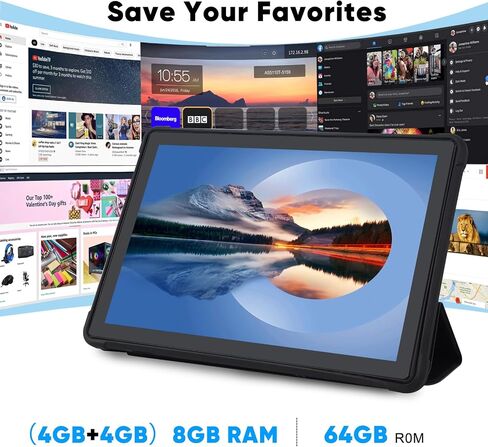 YosaToo Tablet 10 بوصة Android Tablet، Android 11 Tablet مع حافظة متضمنة، 3GB RAM 64GB ROM 512GB توسيع، جهاز لوحي WiFi 10 بوصة IPS HD شاشة تعمل باللمس كاميرا مزدوجة عمر بطارية طويل in Kuwait