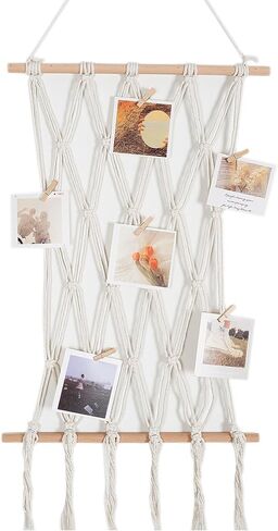 Hanging Photo Display Boho Bedroom Decor Macrame Wall Hanging Pictures For Living Room, Dining Room Kids Room Craft Room Birthday And Teenage Teen Girl Gifts Holiday Gifts in Saudi Arabia