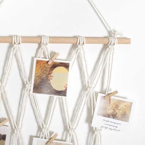 Hanging Photo Display Boho Bedroom Decor Macrame Wall Hanging Pictures For Living Room, Dining Room Kids Room Craft Room Birthday And Teenage Teen Girl Gifts Holiday Gifts in Saudi Arabia