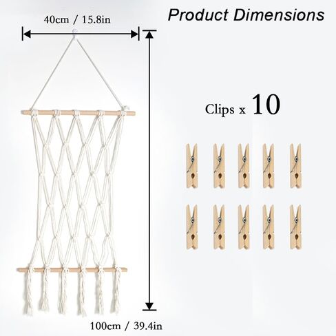 Hanging Photo Display Boho Bedroom Decor Macrame Wall Hanging Pictures For Living Room, Dining Room Kids Room Craft Room Birthday And Teenage Teen Girl Gifts Holiday Gifts in Saudi Arabia