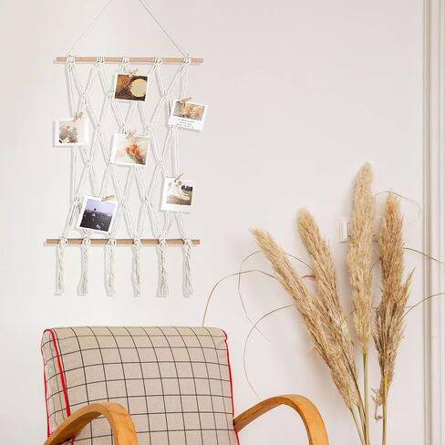 Hanging Photo Display Boho Bedroom Decor Macrame Wall Hanging Pictures For Living Room, Dining Room Kids Room Craft Room Birthday And Teenage Teen Girl Gifts Holiday Gifts in Saudi Arabia