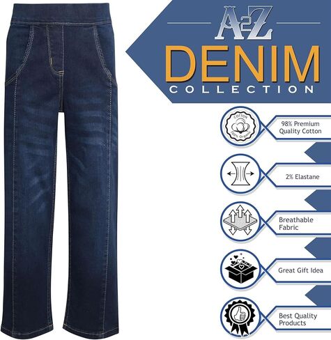 A2Z 4 أطفال بنات جينز جينز مريح قابل للتمدد سروال واسع من الأسفل - جينز JN36 أزرق متوسط ​​13-14 in Kuwait