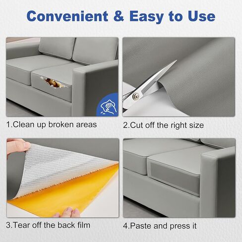 Leather Repair Patch, 3x60 Inch Self Adhesive Leather Repair Tape for Furniture, Durable PU Leather Repair Kit for Car Seat, Couch, Sofa, Chair - Litchi Grain (New Black) in Kuwait