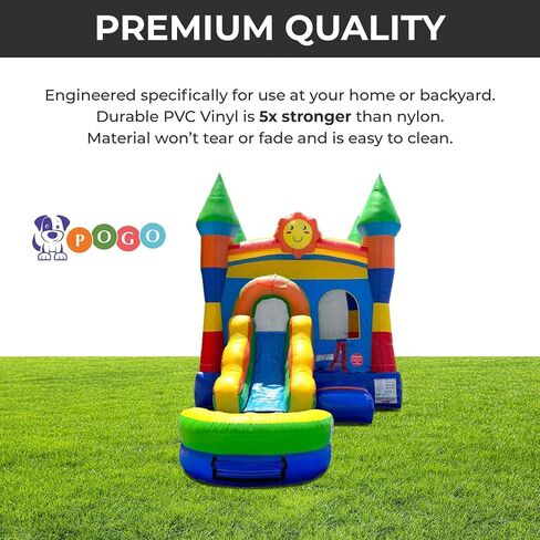 Inflatable Bounce House with Slide for Kids - 26.5 x 12 x 14.5 Foot Backyard Building Block Combo Bouncer with Water Pool, Outdoor Jumpers - includes Blower, Anchor Stakes, and Storage Bag in Kuwait