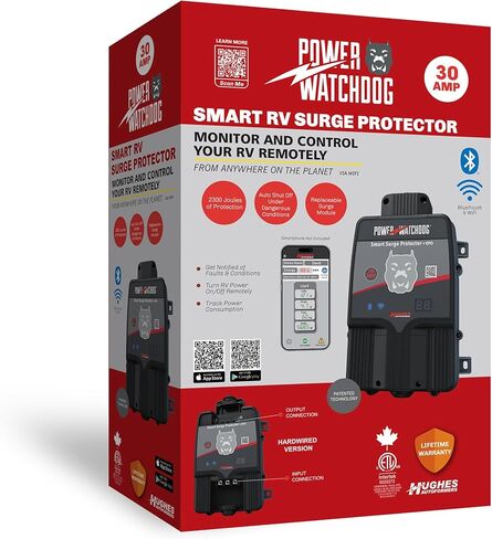 Hughes Autoformers HUGHES AUTO Autoformers PWD30-EPO-H Power Watchdog Smart Bluetooth Surge Protector Plus EPO with Auto Shutoff - 30 Amp Hardwire Version in Saudi Arabia