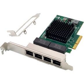 Quad-Port PCIe Gigabit Ethernet Server Adapter with NetXtreme® BCM5719 Chipset PCI Express 1000M Network LAN Card for Windows Server Linux Ubuntu VMware (BCM5719-4P)