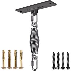 Dolibest Heavy Bag Hanger, Wall Ceiling Mount Hook for Punching Bags, Body Weight Strength Training Systems, Wood Beam Holder with Spring and 2 Carabiners, 4Wood Screws for Wooden Sets (Black)