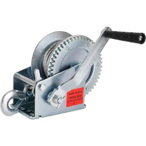 Heavy Duty Hand Winch 800 lbs with 32 ft Steel Wire Rope, Hand Crank Strap Gear Winch with Steel Wire, for ATVs Boats Trailers Trucks Auto Marine