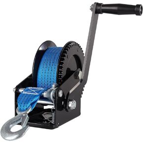 Trailer Boat Winch - 3500 lbs Heavy Duty Hand Crank Winch with 26 ft Polyester Strap, Crank Trailer Winch with Heavy Duty Hook for Boat Trailer Towing RV ATV Truck