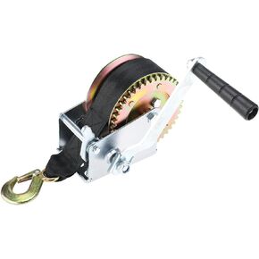 KUNTEC 600lbs Heavy Duty Hand Winch Towing Winch Gear Hand Winch Polyester Strap for ATV Boat Trailer