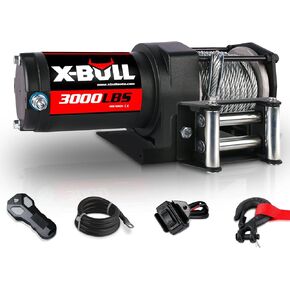 X-BULL 12V 3000LBS Steel Wire Electric Winch for Towing ATV/UTV Off Road with Mounting Bracket Wireless Remote