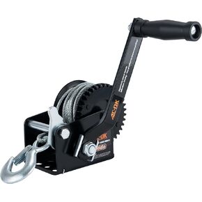 AC-DK 600lbs Heavy Duty Boat Trailer Winch with 19FT Strap, 2-Way Ratchet & 3.2:1 Gear Trailer Winch, Portable Hand Crank Winch for Boat, Truck, Trailer, RV, ATV, Jet Ski