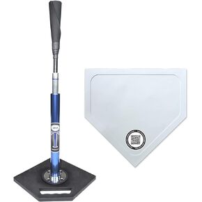Jugs T—Pro Style Batting Tee and Throw Down Home Plate. Will Not Tip Over, 24" - 46" Adjustment Range, Patented Grip-N-Go Handle, Always-Feel-The-Ball Flexible Top, 1-Year Guarantee., Blue (A0418)