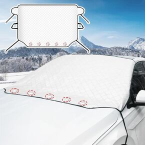Rest-Eazzzy Car Windshield Cover for Ice and Snow, Windshield Snow Cover for Car SUV Truck, 4-Layer Protection with 5 Powerful Magnets, Windshield Frost Cover Any Weather, Large (74.6 X47.8 inches)