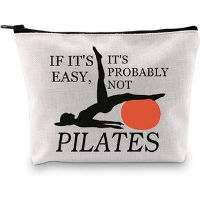 XYANFA Pilates Makeup Bag Pilates Lover Gift Coach Trainer Gym Gift Pilates Instructor Cosmetic Bag If It's Easy It's Probably Not Pilates (PROBABLY NOT PILATES)