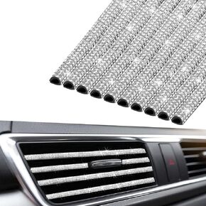 Bling Car Vent Outlet Trim,Bling Car Accessories for Women and Girls,10Pcs Rhinestone Car Air Conditioner Vent Decoration Strip(Multicolor)