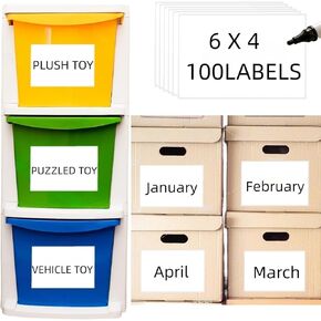 100 4" x 6" Thermal Label Stickers for Shipping Packing, Kitchen Storage Containers, Desk Items, Proof-Water/Oil, Sticky Large Labels for Storage Bins Plastic Moving Boxes Labels in Kuwait