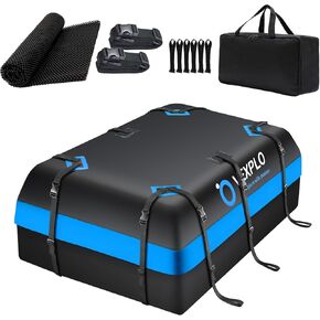 حقيبة نقل البضائع على سطح السيارة بطول 21 قدمًا مكعبًا، حامل بضائع مقاوم للماء على سطح السيارة لسيارات الدفع الرباعي مع/بدون رف - حصيرة مضادة للانزلاق، خطافات 6 أبواب، حقيبة تخزين، 12 حزامًا معززًا in Kuwait