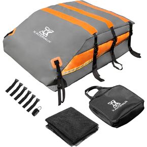 X AUTOHAUX 1000D PVC Waterproof Car Roof Bag Rooftop Cargo Carrier Bag Waterproof Luggage Carriers for Cars with or Without Rack Anti-Slip Mat 6 Door Hooks Set - 20 Cubic Feet