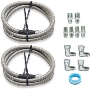 AN6 Transmission Cooler Hose Fitting 52 Inch Stainless Steel Braided Lines Fit for Chevy Ford Mopar GM GMC Buick Cadillac Cars and Trucks Replace TH350/ 700R4/ TH400