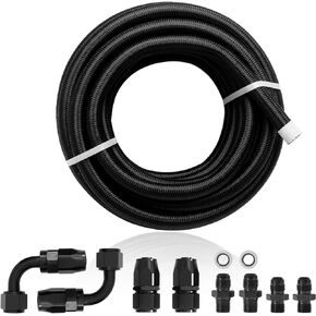 AUTOBABA Black Nylon Braided Hose Kit for 4L60E & 4L65E AN6 Automatic Transmission Cooler Lines