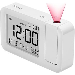 Projection Alarm Clock,Digital Clock with Backlight Display,Show Date Week Temperature,12/24H,Clear Projection Multi-Function Convenient and Accurate for Bedroom