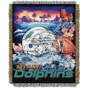 Northwest NFL Miami Dolphins Unisex-Adult Woven Tapestry Throw Blanket, 48" x 60", Home Field Advantage