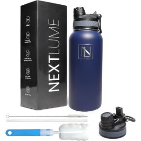32 oz insulated water bottle with straw - Travel water bottle- hot and coldest water bottle with bottle brush, Stainless steel,Leak Proof Lid with 2-in-1 Chug Spout and straw lid