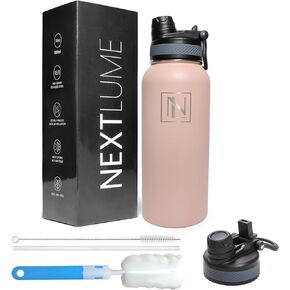 زجاجة مياه Nextlume سعة 32 أونصة (وردي) - غطاء مانع للتسرب مع فوهة شرب 2 في 1 - حاوية مشروبات معزولة للمكتب وصالة الألعاب الرياضية والرياضة والسفر - من الفولاذ المقاوم للصدأ بدرجة الطعام