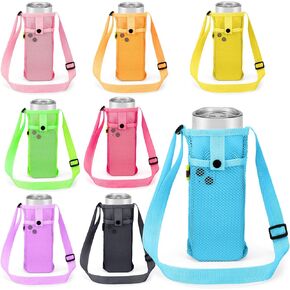 Tessco 8 Pcs Water Bottle Sling Water Bottle Holder with Adjustable Shoulder Strap Water Bottle Carrier Bag Mesh Water Bottle Sleeve Carrier Pouch Holder for Walking Sports