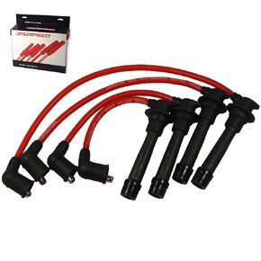JDMSPEED New Red Ignition Spark Plug Wires Set Replacement for Mazda Miata MX-5 1.6L 1.8L Engines 1990-2000 10.2mm Replaces B61P18140A, B61P18140B, B61P18140C, BPE818140A