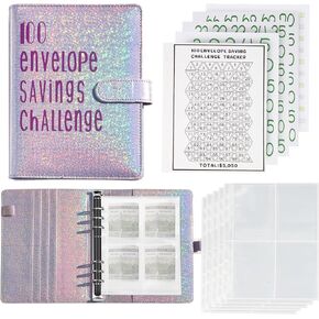 100 Envelopes Money Saving Challenge Binder, Save 5050 Dollars 100 Day Envelope Challenge Binder with 100 Cash Envelopes, Tracker, and Stickers