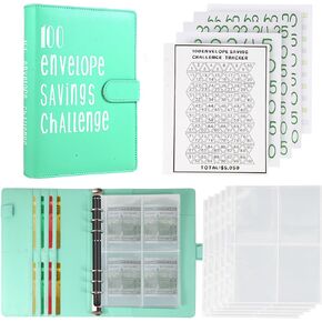 100 Envelopes Money Saving Challenge Binder, Save 5050 Dollars 100 Day Envelope Challenge Binder with 100 Cash Envelopes, Tracker, and Stickers
