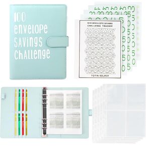 100 Envelopes Money Saving Challenge Binder, Save 5050 Dollars 100 Day Envelope Challenge Binder with 100 Cash Envelopes, Tracker, and Stickers in Kuwait