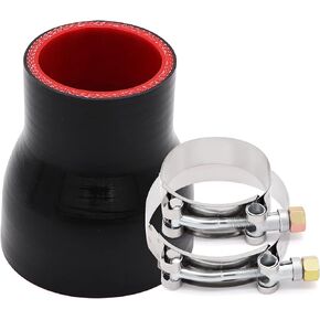 1.75 to 2.5 inches Straight Black Silicone Reducer Coupler with 2 T-Bolt Clamps 4 Layers of Polyester Reinforcement Suitable High Level Turbo Pipe