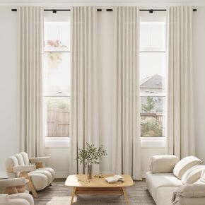 Hokibero Extra Long Chocolate Curtains 168 inches Long for Living Room Back Tab Neutral Cotton Sheer Linen Curtains 168 inch Length for High Ceiling Tall Floor Window Curtains 14FT(Linen 1 Panel) in Kuwait