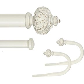 1" Double Curtain Rod with Albert Finials and holdbacks (28''-48'', Black gold)