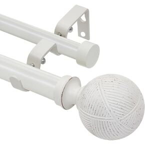قضيب ستارة مزدوج للنوافذ من 66 إلى 120 بوصة: قضيب ستارة مزدوج معالجة بقطر 1 بوصة شديد التحمل - لمسات نهائية من الراتنج وقضيب ستارة مزدوج أبيض للطقس in Kuwait