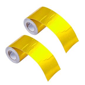 2PCS 2 inches x32.8 feet Gold Adhesive Backed Heat Barrier Tape, Glassfiber Heat Shield Reflective Tape Wrap Roll, compatible with Car Intake Pipe, Engine Bay(2PCS 10M)