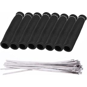 8Pcs Spark Plug Wire Heat Shield Boots with 16Pcs Stainless Steel Wire Ties Kit Heat Shield Protector Sleeve Cover SBC BBC 350 454 2500° Black
