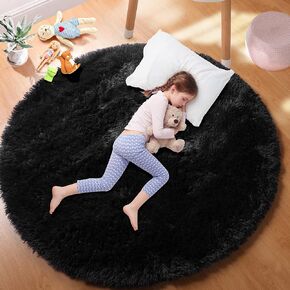 PAGISOFE Round Area Rug,4'X4',Fluffy Rugs for Bedroom, Rugs for girls/boys Room,Fuzzy Rugs for Nursery Playroom,Circle Rugs for Kids Room,Shag Carpet Rugs for Reading Nook,Furry Rugs for Baby,Rainbow