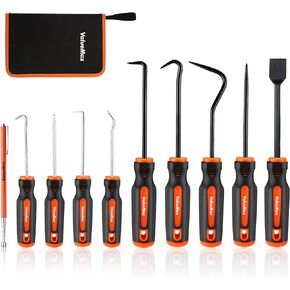 ValueMax 10-Piece Precision Hook and Pick Set with Scraper, Magnetic Telescoping Pick Tool, Removal Puller Hooks for Automotive and Electronic Tools, Car Auto Hoses, Oil Seal/O-Rings, Gaskets