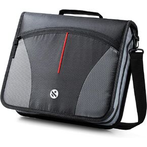 3 Ring Binder, 3 Inch O-Ring Zipper Binder with Shoulder Strap, Expanding Files and Multiple Pockets, Jet Black