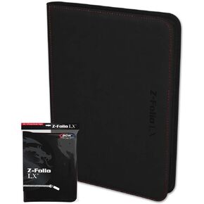 BCW Z-Folio 9-Pocket LX Album - Black | Secure Zipper Card Organizer | Premium Leatherette Card Collection Binder | Trading Card Binder for Pokemon, MTG, Yugioh, Sport Cards and More