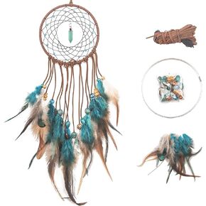 FANDOL DIY Dream Catcher Kit - Making Dream Catcher Supplies Craft Kit for Kids Bedroom Wall Deco Wedding Party Birthday Handmade Gifts for Kids (Turquoise)