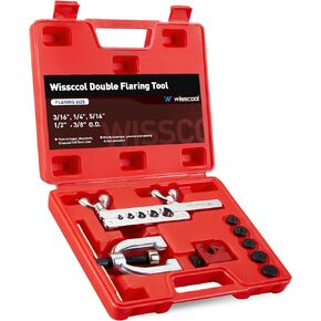 Double & Single Flaring Tool Kit for Brake Line and Brass Tubing Tool with Double Flare Adapters, 45° (Inch: 3/16"-1/2")