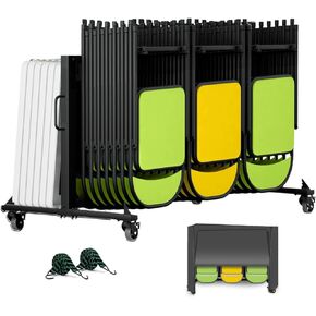 Folding Chair Rack 42 Chairs Holder Folding Chair Cart with Wheels 800 LBS Capacity Dolly for Folding Table and Folding Chair Storage Includes Weatherproof Cover for Rolling Chair Cart Protection