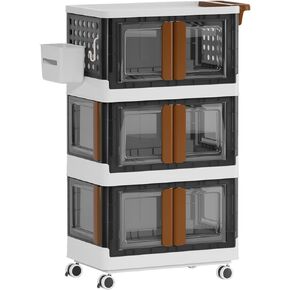 HAIXIN 4 Tier Rolling Cart, Utility Cart with Drawer, Plastic Kitchen Cart with Handle, Tool Cart with Storage Bins, 4 Directions Opening Trolley in Saudi Arabia